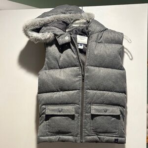 Janie and Jack Charcoal Puffer Vest with Faux Fur Trim